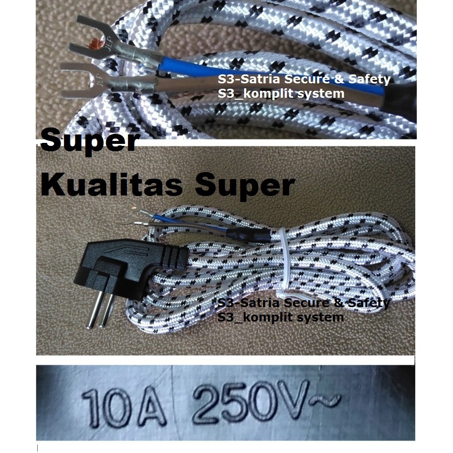 Jual Kabel Setrika 2 Meter lebih bagus isi 2 / Kabel Strika 2 cabang ...