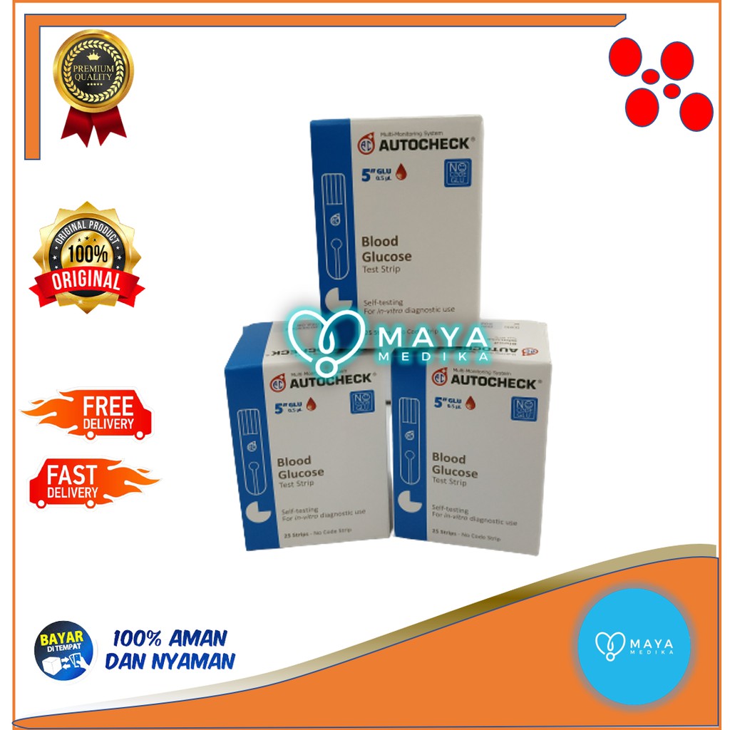 Jual Strip Autocheck /Gula /Glucose / isi 25 Strip | Shopee Indonesia