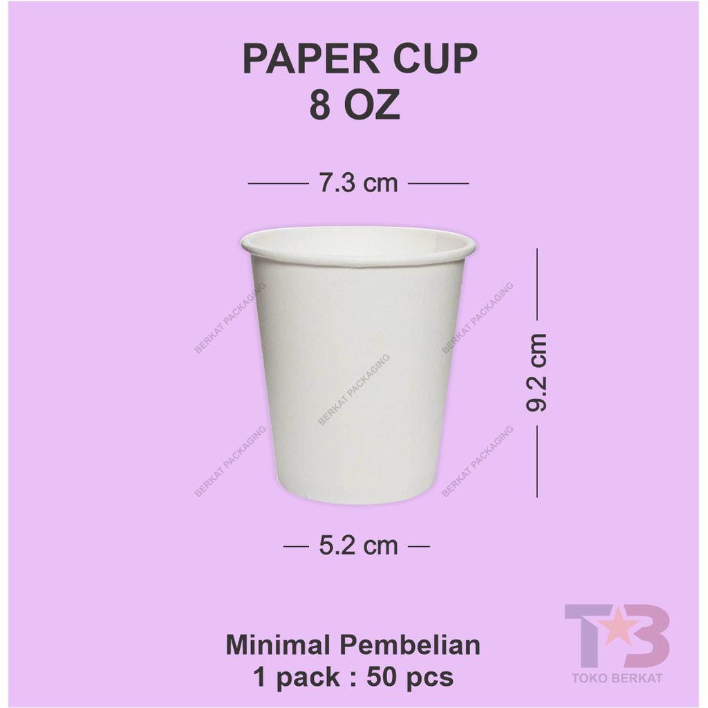 Jual Paper Cup Polos 8oz 9oz Putih isi 50pcs/ Paper Cup Hot / Sablon ...