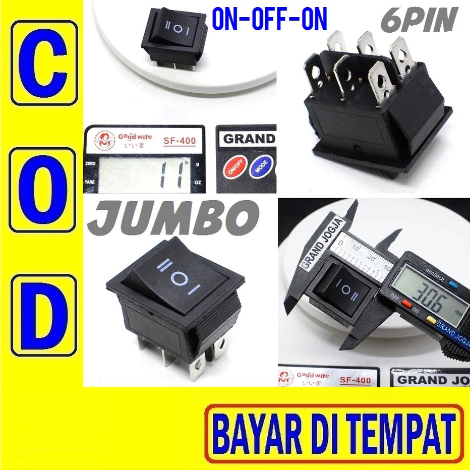 Jual RAK 1C Saklar Jumbo On Off On Hitam 6pin 6 Pin Switch Hitam Bukan ...