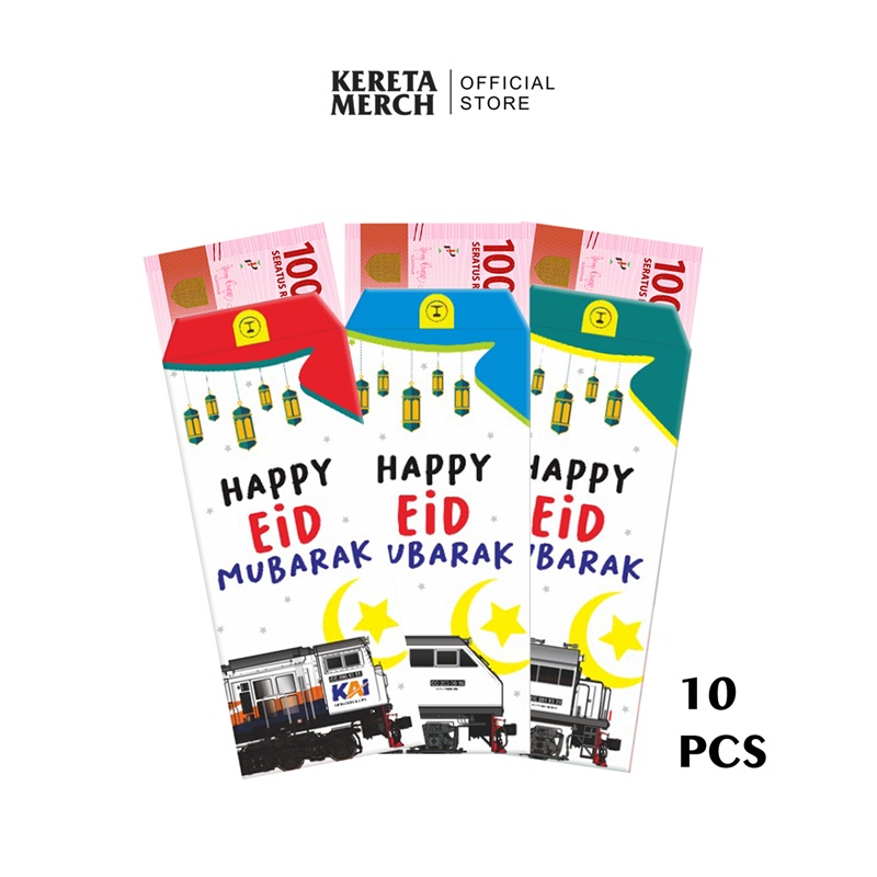 AMPLOP ANGPAO LEBARAN IDUL FITRI UNIK KERETA API INDONESIA UKURAN 7 X 16 CM ISI 10 PCS