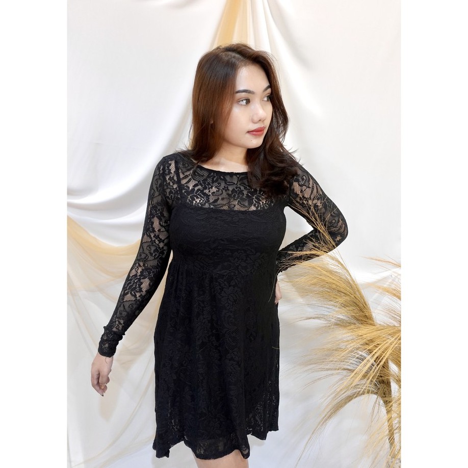 chinese dress ladies Black Lace Dress Long Sleeve Short Elegant Fitted Party Fashion Mini Dress ( Black,Small) at Amazon Women's Clothing store