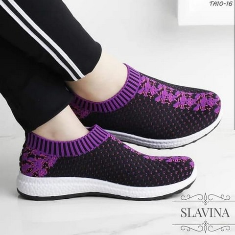 Jual Harga murah SEPATU KETS SLIP ON SLAVINA AVATAR HITAM/UNGU