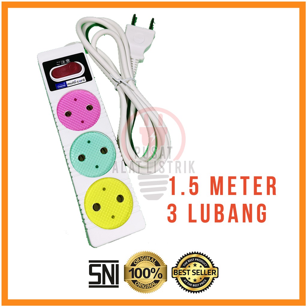 Jual COLOKAN LISTRIK 3 LUBANG 1.5 METER SAKLAR STOP KONTAK TERMINAL ...