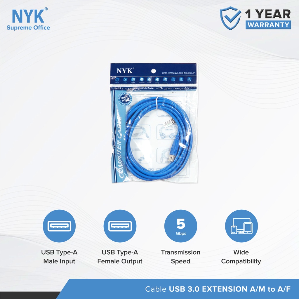 NYK Kabel USB 3.0 Male to Female 3M EXTENSION COD (3)