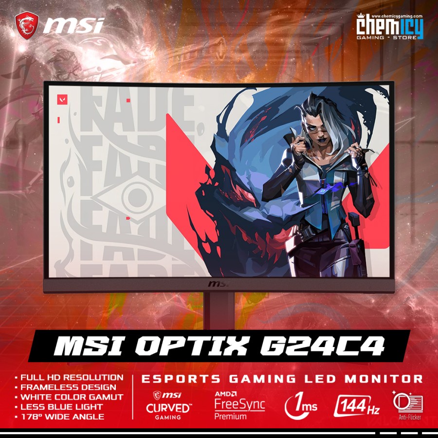 Jual Optix G24C4 23.6inch 144Hz FreeSync Curved Gaming Monitor Shopee