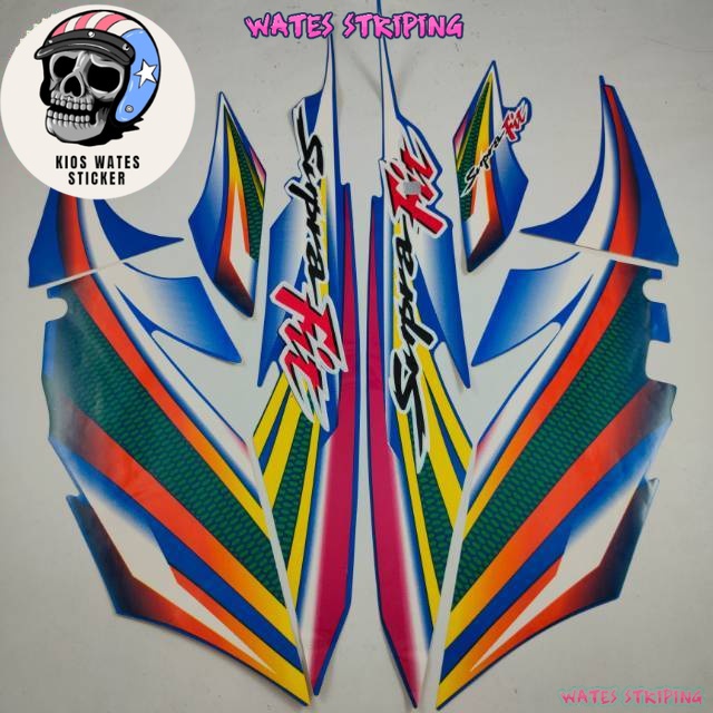 Jual Striping Decal Polet Sticker Honda Supra Fit Biru Stiker