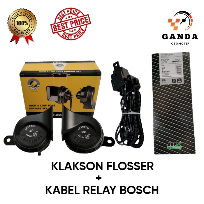 Jual KLAKSON KEONG MOBIL MOTOR FLOSSER GERMANY + KABEL RELAY SET