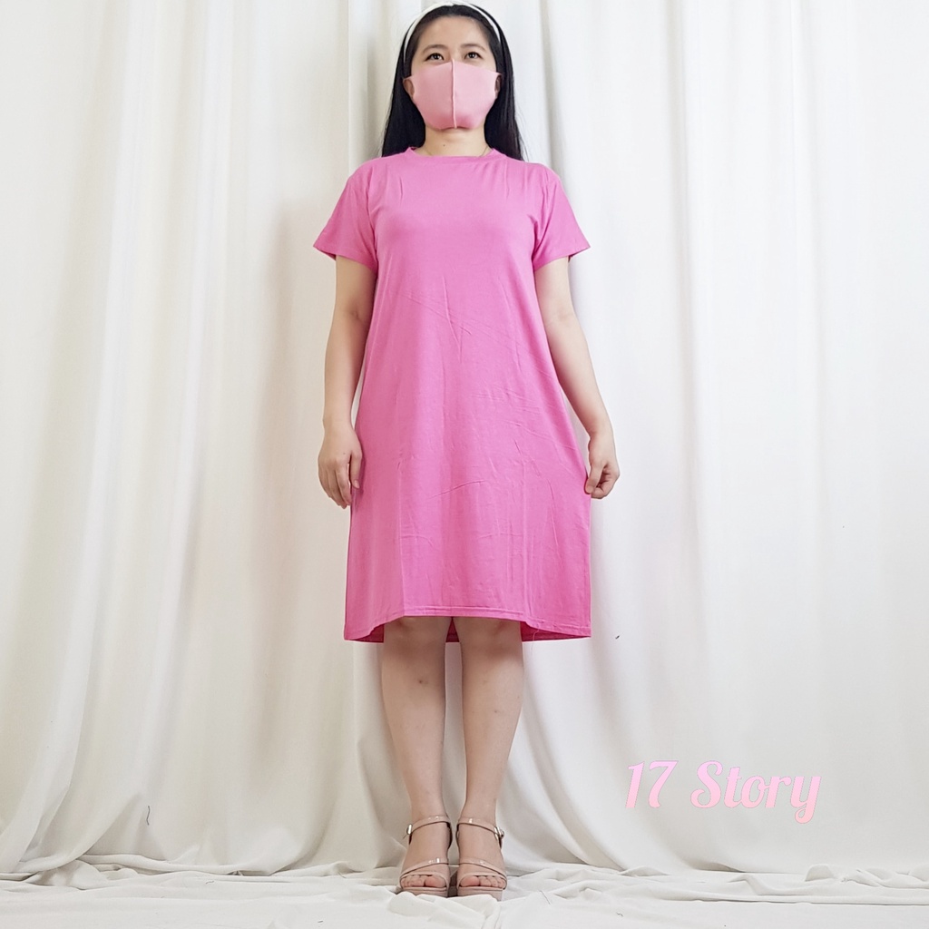 Jual Dress Kaos Polos Wanita Lengan Pendek Bahan Kaos Rayon