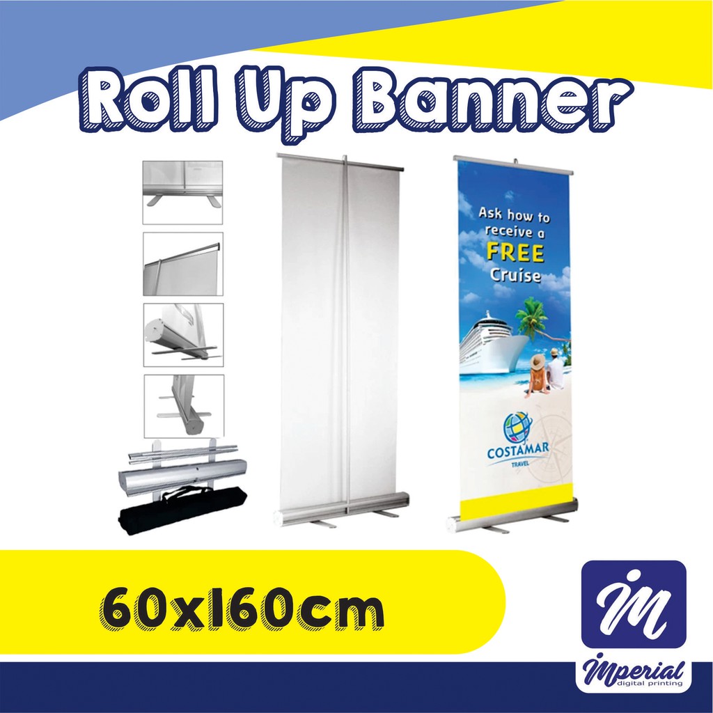 Jual Cetak Roll Up Banner Plus Tiang Bahan Super Gr Ukuran X Cm Banner Usaha Wisuda