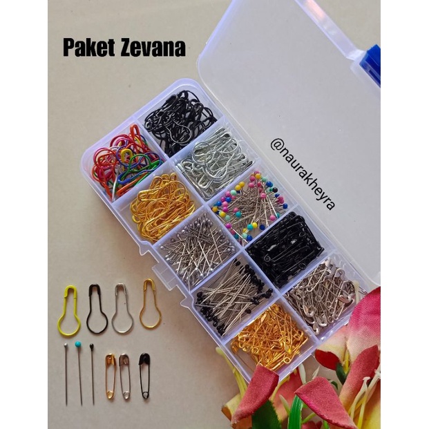 Jual Paket pins hijab zevana / hijab kit isi jarum pentul mini / peniti ...
