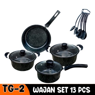 Jual Cooklover 13 Pcs Cooking Totem Wajan Panci Set Marble Coating - Hitam  di Seller Keeo Home Official Store - Pegangsaan Dua, Kota Jakarta Utara