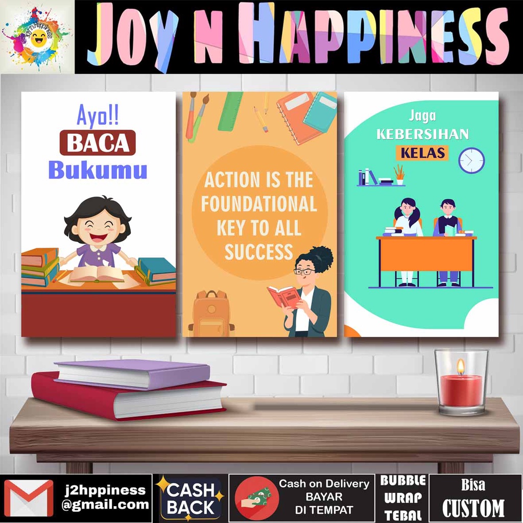 Jual Hiasan Dinding Pajangan Dekorasi Poster Sekolah Pendidikan Membaca