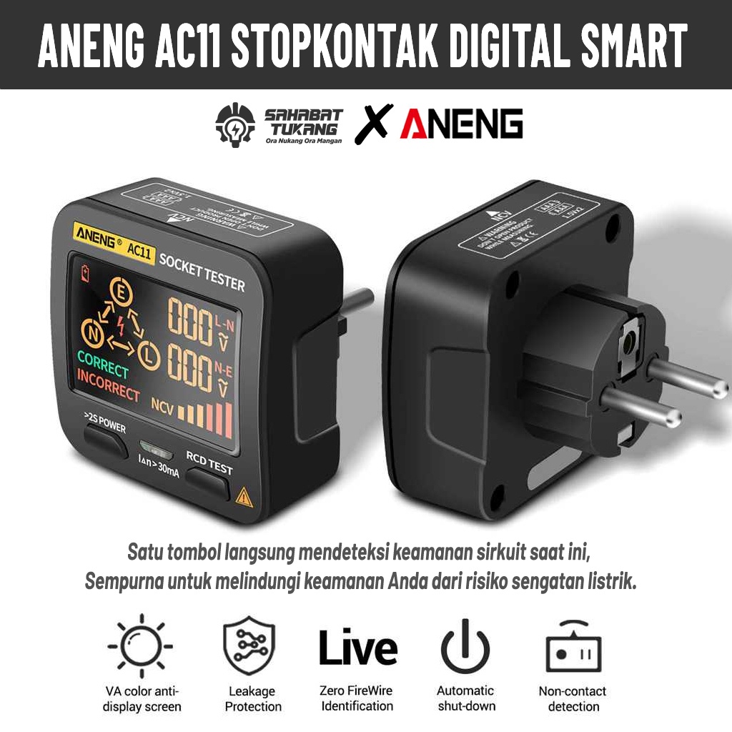 Jual ANENG AC11 Stop Kontak Digital Smart Socket Tester Voltage Test ...