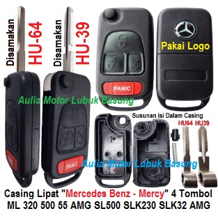 Jual casing kunci lipat flip key alarm remote mercedes benz ml 320 500 ...