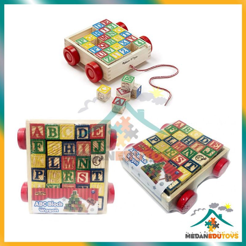Jual Medanedutoys - Wooden Abc Wagon Mobil Kayu Angka Dan Huruf ...
