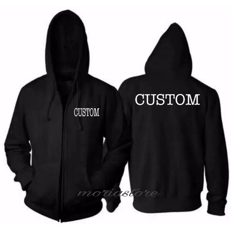 Jual Jaket Hoodie Zipper Custom Bordir Tulisan Angka Gambar Shopee Indonesia