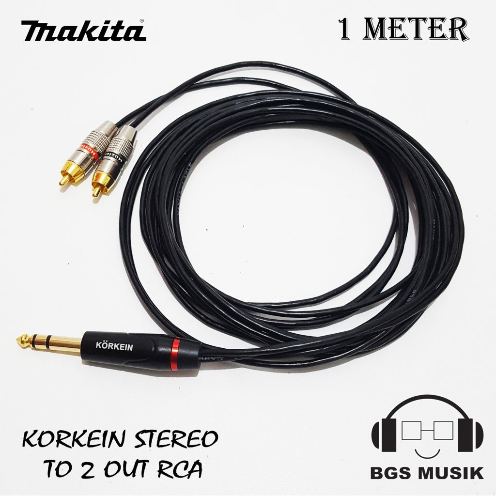 Jual Kabel Jack Stereo To 2 Jack RCA 1m Kabel Jack Stereo 6.5mm To 2