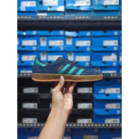 Adidas gazelle indoor clearance navy green & bluebird