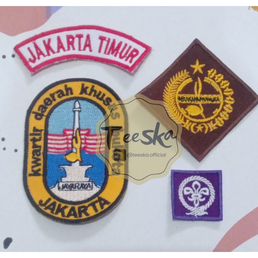 Jual Set Atribut Seragam Pramuka Logo Tunas Kelapa dan Wosm, Logo Kwartir Daerah ( Kwarda ) DKI