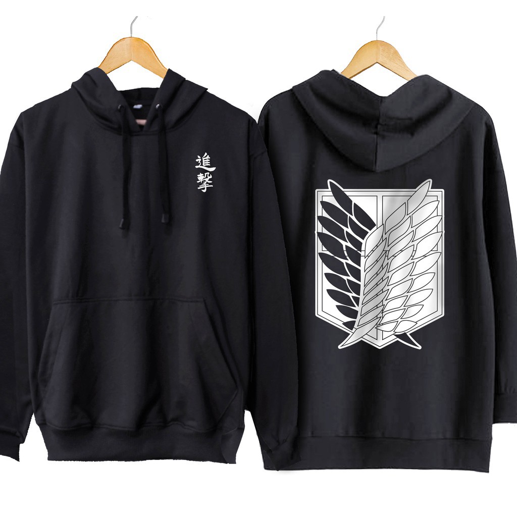 Jaket hoodie jumper anime AOT ATTACK ON TITAN LOGO V2 SHINGEKI NO KYOJIN 100 cotton fleece