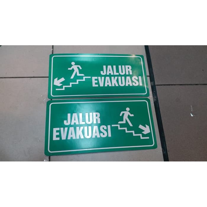 Jual SIGN LABEL STICKER JALUR EVAKUASI TANGGA KIRI KANAN 30X15CM ...