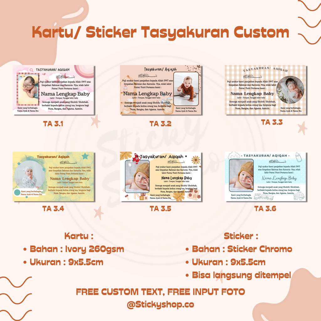 Jual KARTU TASYAKURAN / AQIQAH - KARTU TASYAKURAN KHITAN - KARTU ...