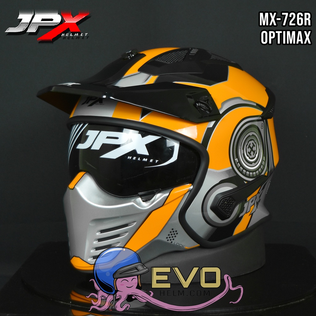 Jual HELM JPX MX726R 07 OPTIMAX ORANGE MOTIF ROBOT JPX ORIGINAL HELM JPX MX 726R R 07 OPTIMAX