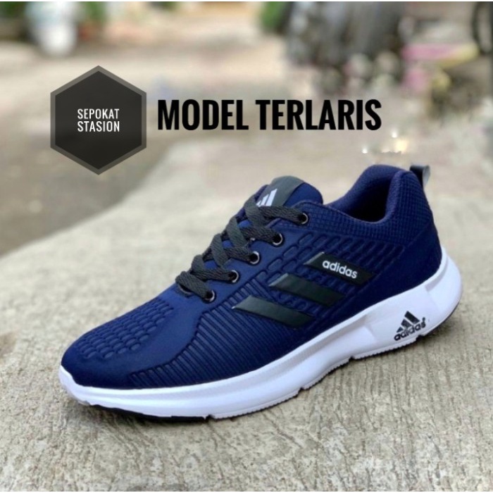 PRIA LARI SEPATU SEPATU PRIA SPORT ADIDAS RUNING OLAHRAGA BIRU 39 SEPATU LARI PRIA