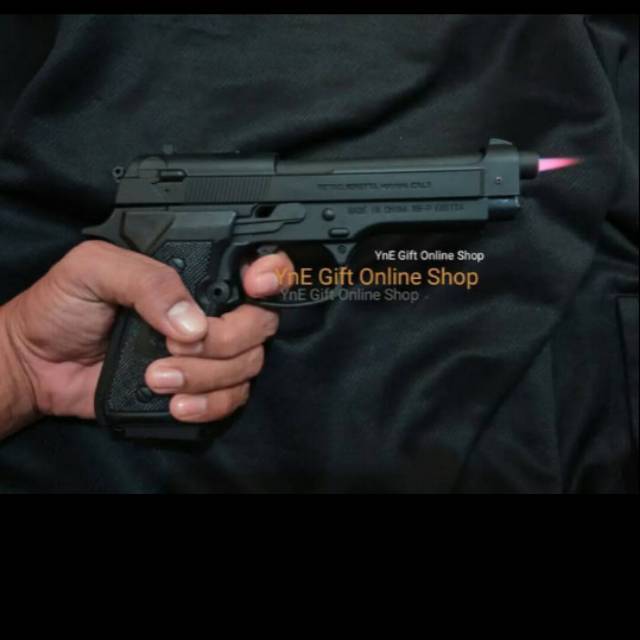 Jual Korek Gas Pistol Beretta Hitam Korek Api Bara Mancis Unik