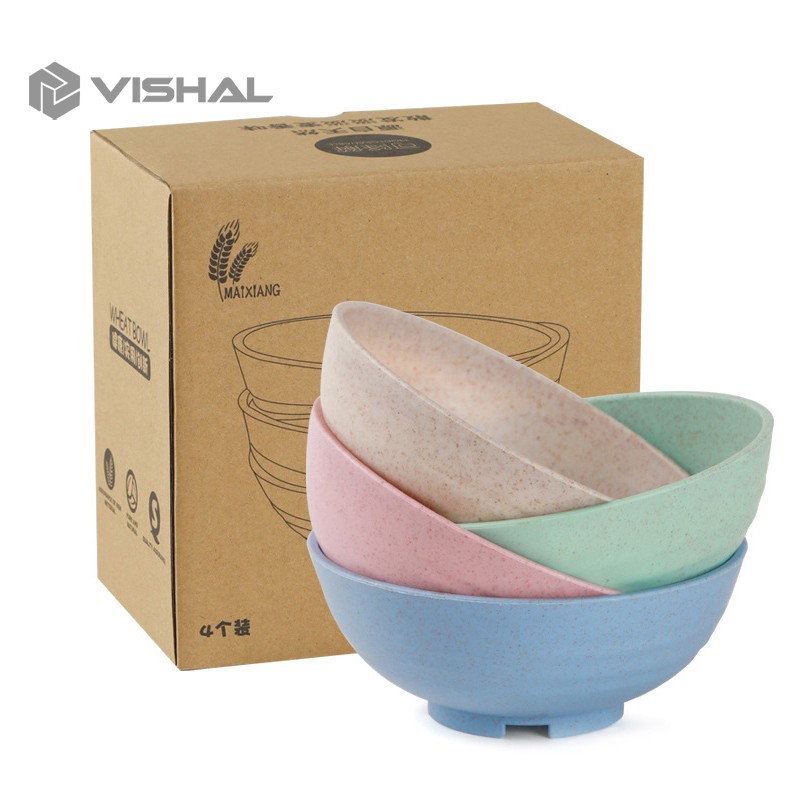 Jual Vishal Mangkok Wheat Straw Mangkuk Makan Bowl Set Pcs Warna Warni Vs Shopee Indonesia