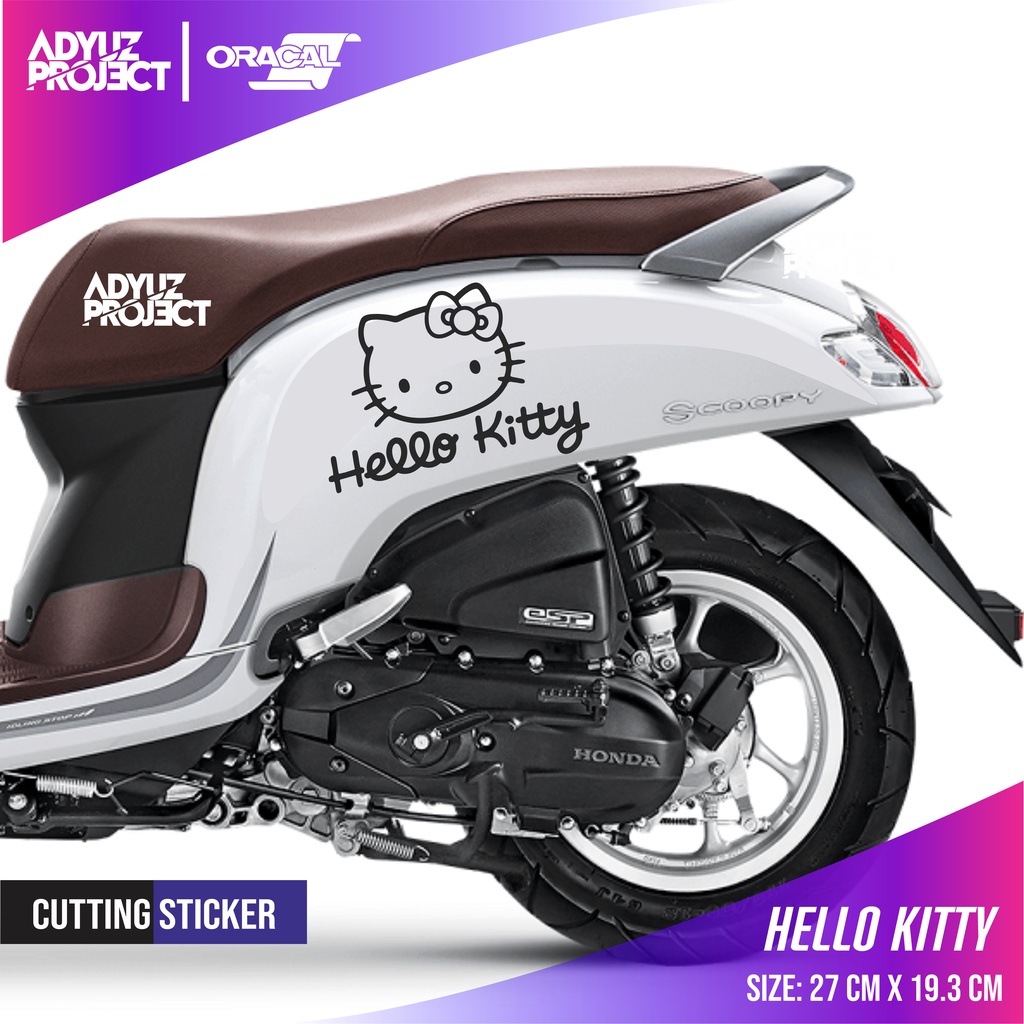 Jual HELLO KITTY (2PCS) Sticker Cutting Mobil Motor Vespa Scoopy Vino ...