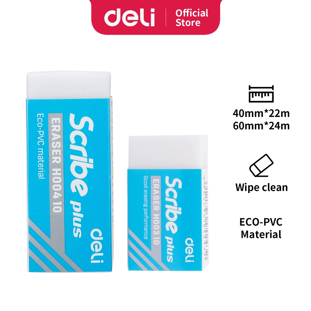 Jual Deli Penghapus Eraser Scribe 40 22 12mm Bersih Clean Putih White ...