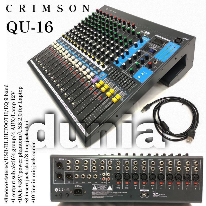 Jual Mixer Crimson QU 16 Original 16 Channel Bluetooth USB Soundcard