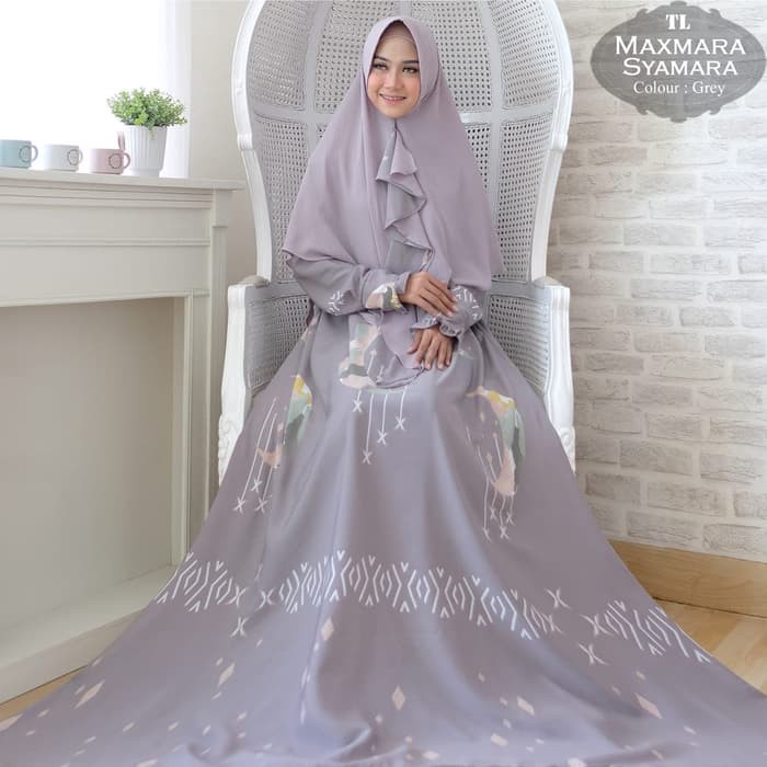 Jual (Promo) Set Syari Putih Polos MAXMARA [Syari Monalisa Syamara Grey