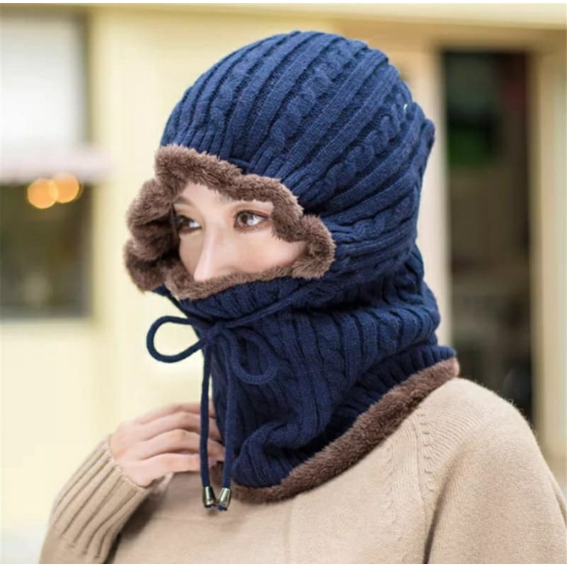 Jual Topi Balaclava Rajutan Hangat Musim Dingin Pria Wanita Syal Topi ...