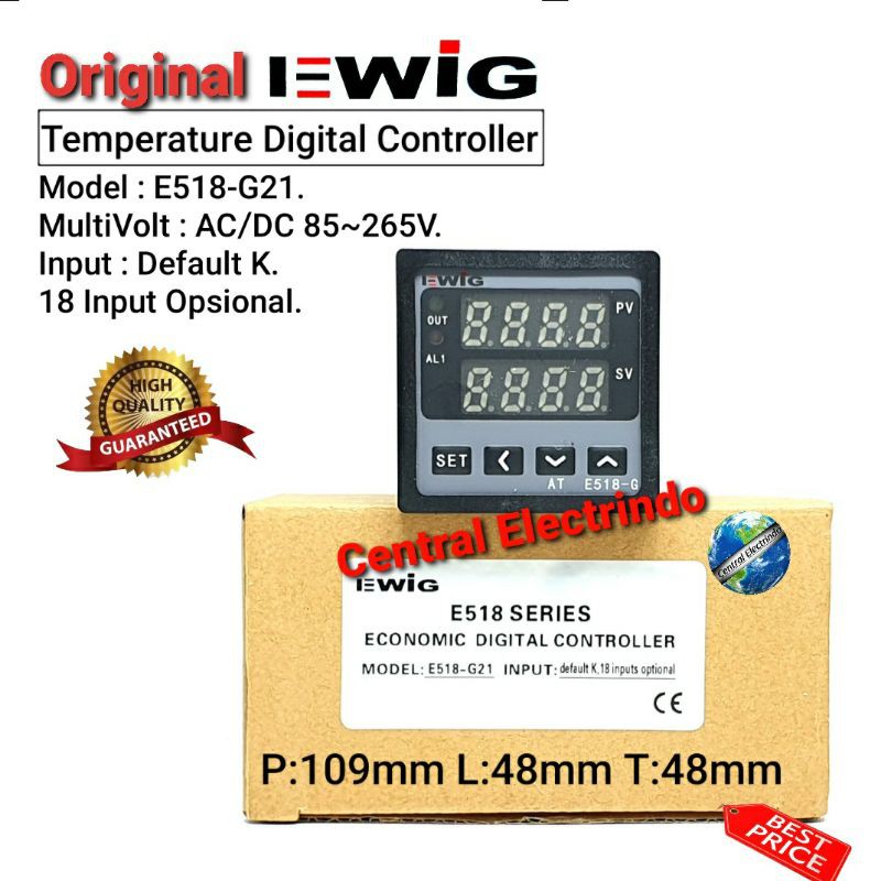 Jual Temperature Controller/Thermo Control Digital E508-G 48x48mm AC/DC ...