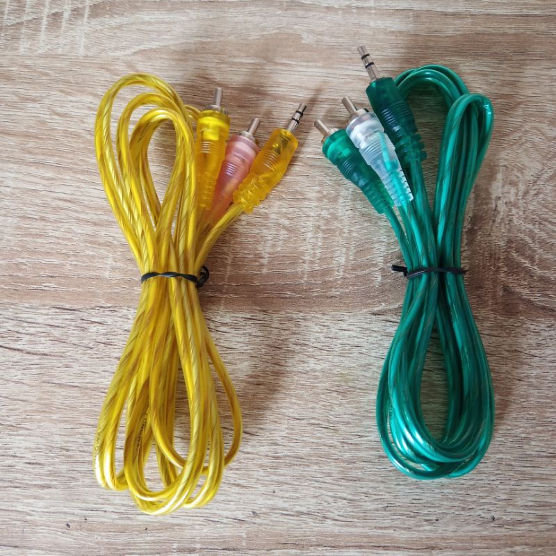 Jual Kabel 2 RCA To JACK Mini Stereo Transparan / AUX 2 in 1 | Shopee ...