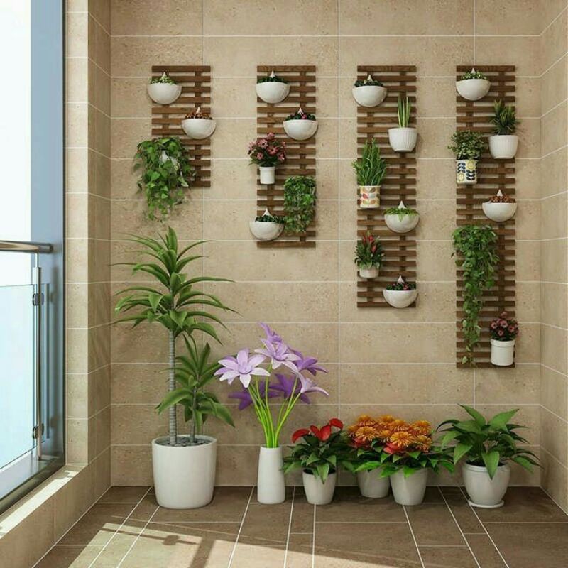 Jual Rak pot tempel dinding alas pot dinding kayu vertical garden wall