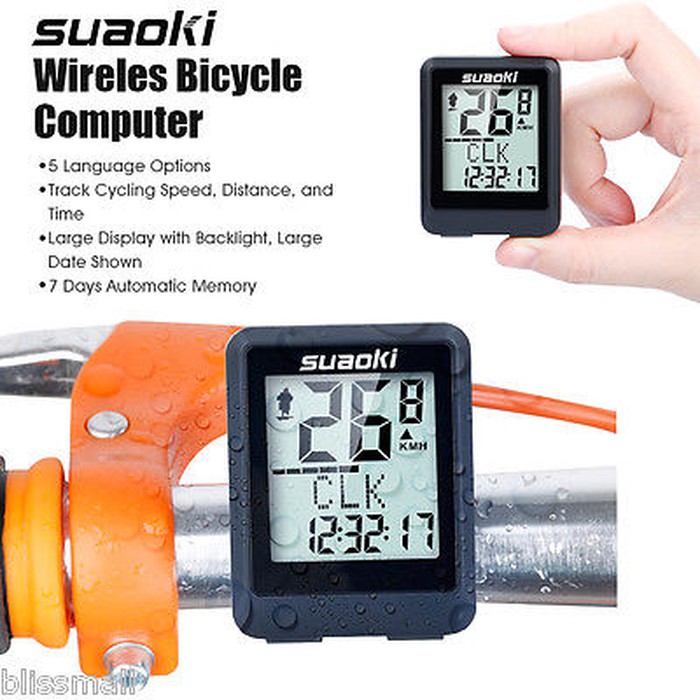 Suaoki Wireless Speedometer sepeda MTB Roadbike Fixie saingan Cateye