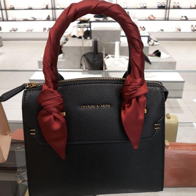 Satin Scarf Top Handle Bag