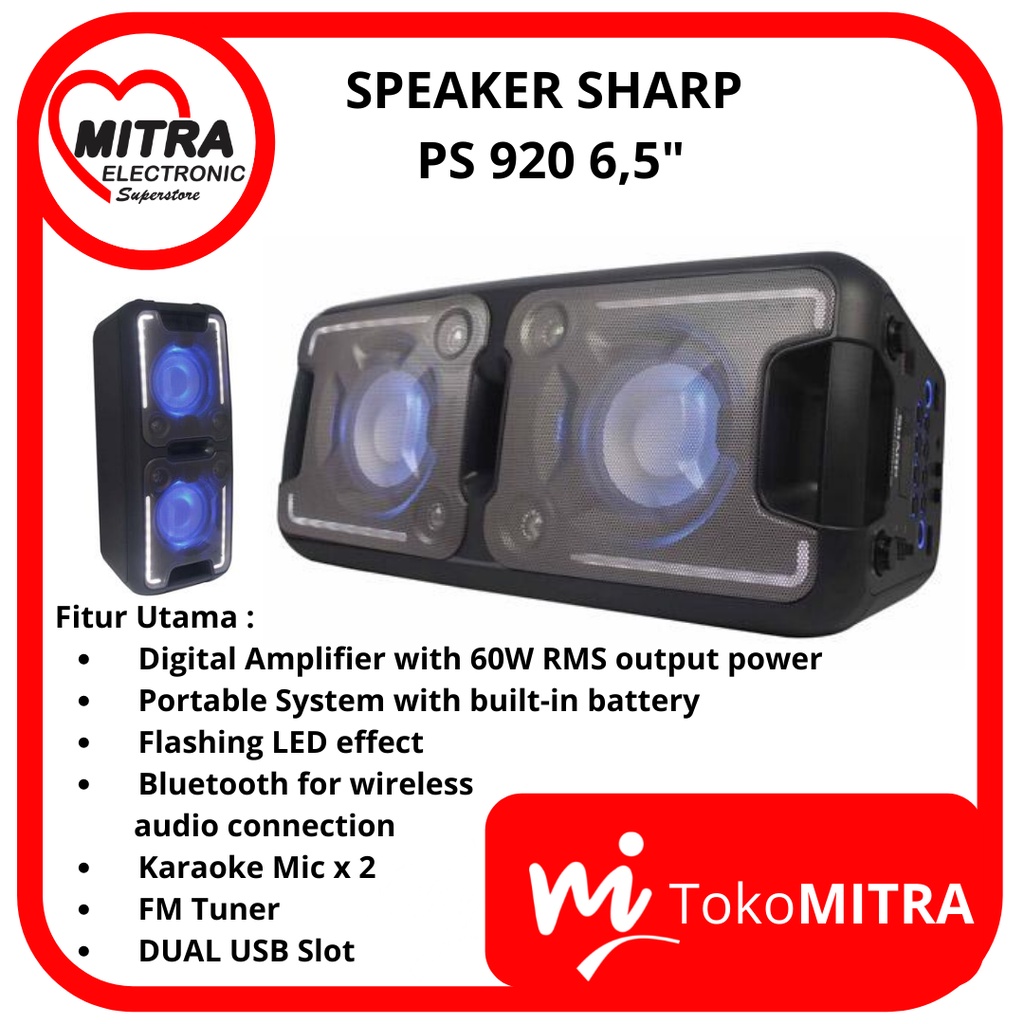 Jual SPEAKER AKTIF PORTABLE SHARP PS-920 6' | Shopee Indonesia