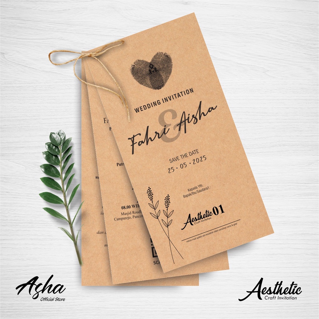 Jual UNDANGAN NIKAH AESTHETIC KRAFT - UNDANGAN PERNIKAHAN CUSTOM SIMPLE