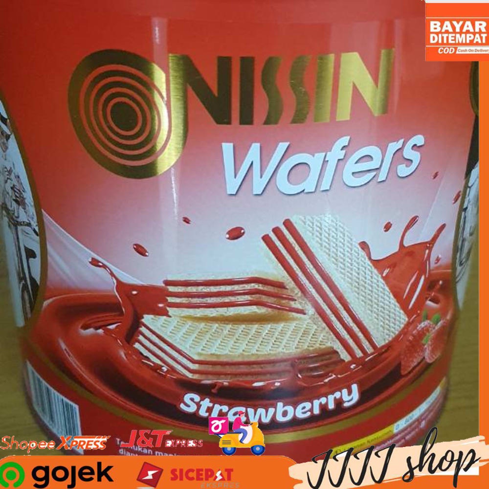 Jual Nissin Wafers Cemilan Snack Wafer Strawberry Kemasan Kaleng 570gr