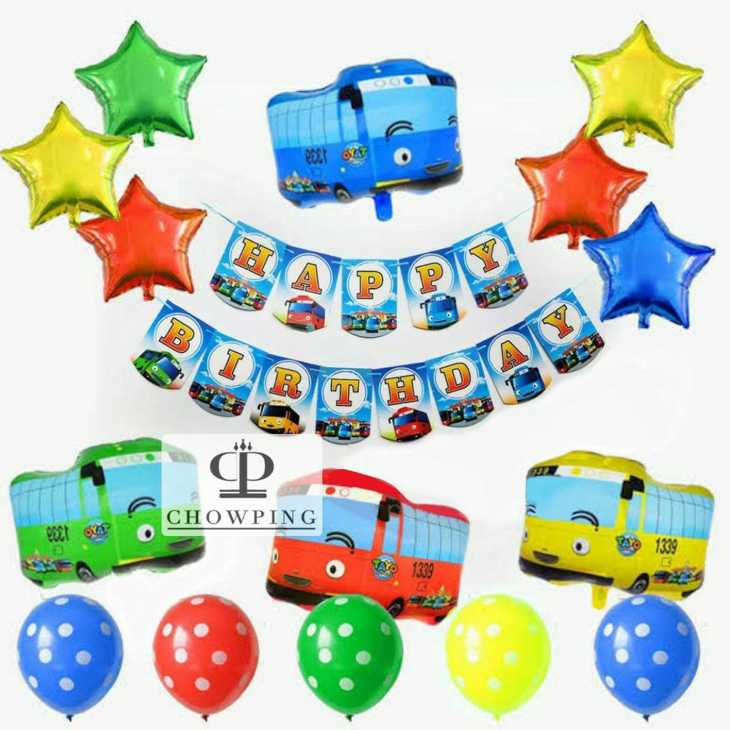 Jual Paket Dekorasi Hiasan Balon Ulang Tahun   Happy Birthday Bus Tayo 