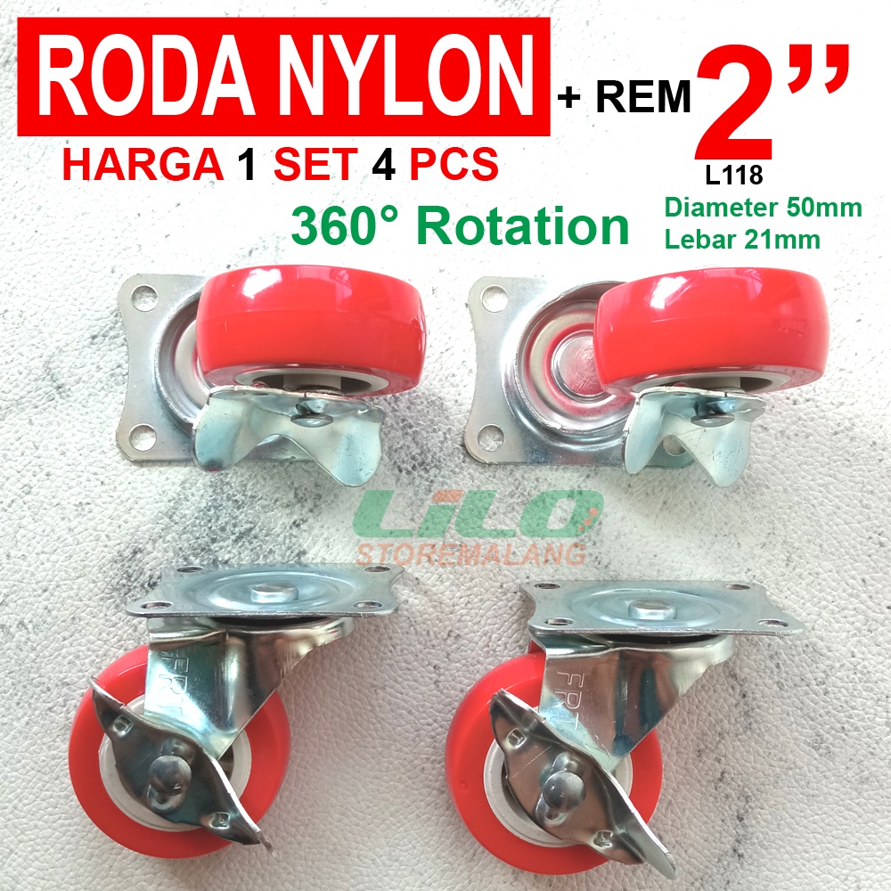 Jual Roda Nylon Casters Hidup Pu Pvc Troli Rem 2 Inch Set 4 Pcs L118 Shopee Indonesia 0368