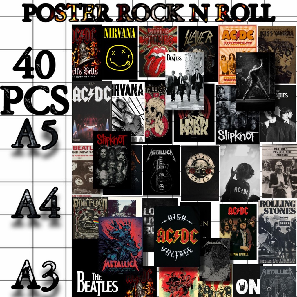 Jual poster band poster rock n roll poster aesthetic tema band rock