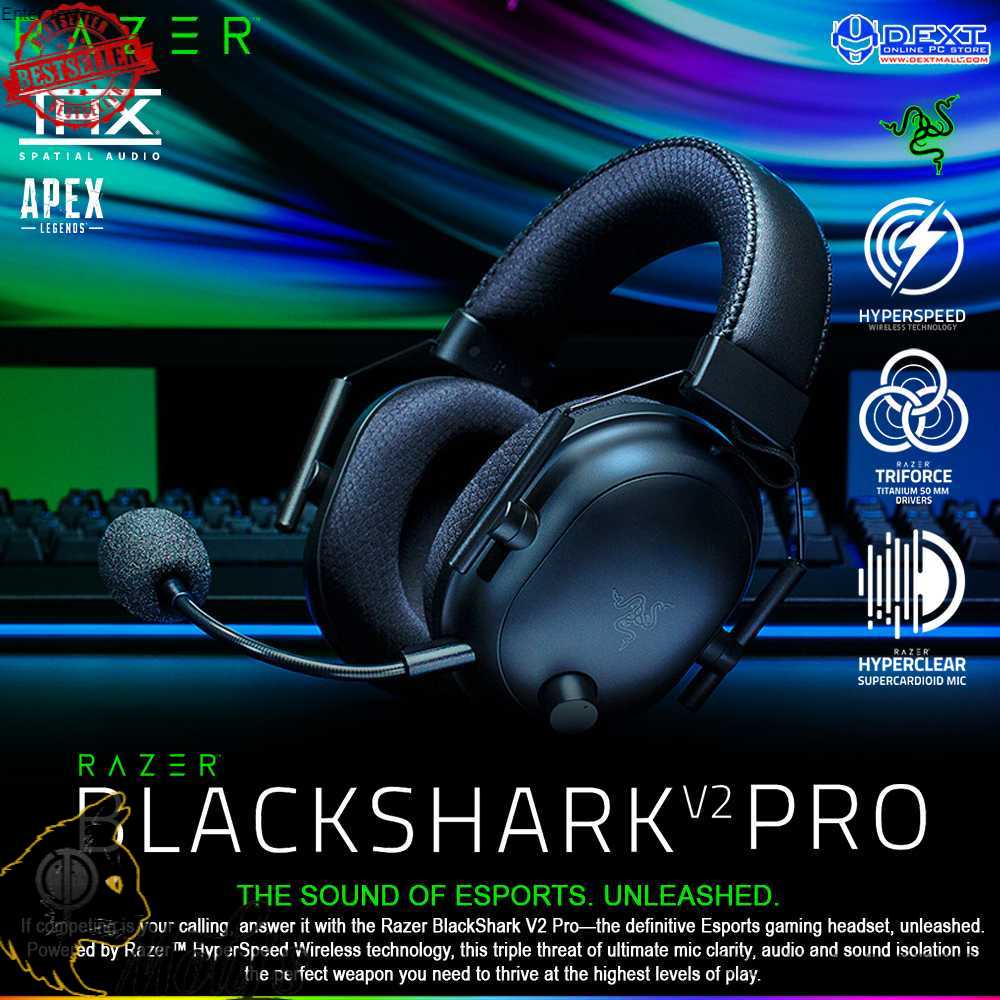 Razer Blackshark V2 Pro - Wireless Premium Esports Headset (Triforce 50mm  Drivers, HyperClear Supercardioid Mic, Advanced Passive Noise Cancellation