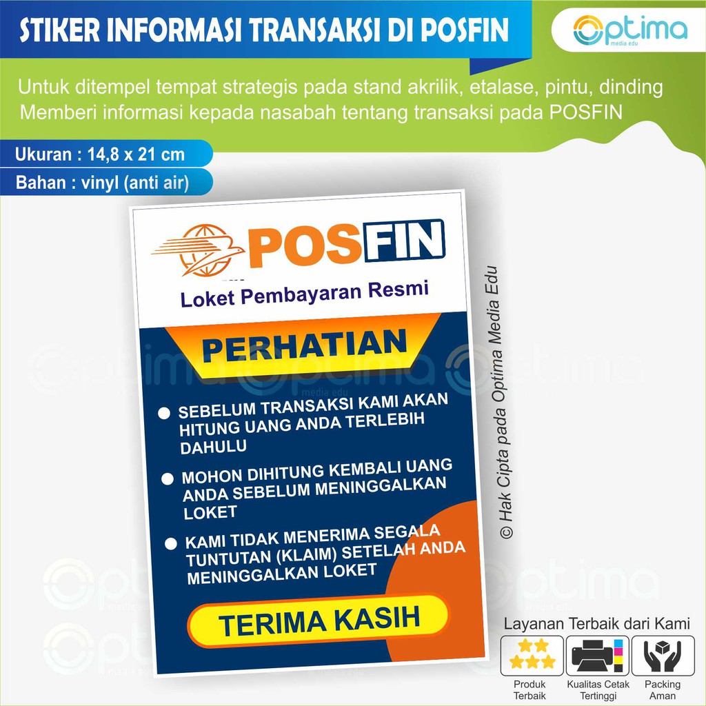 Jual STIKER INFORMASI TRANSAKSI DI AGEN BNI46, MITRA MANDIRI, PAYTREN ...