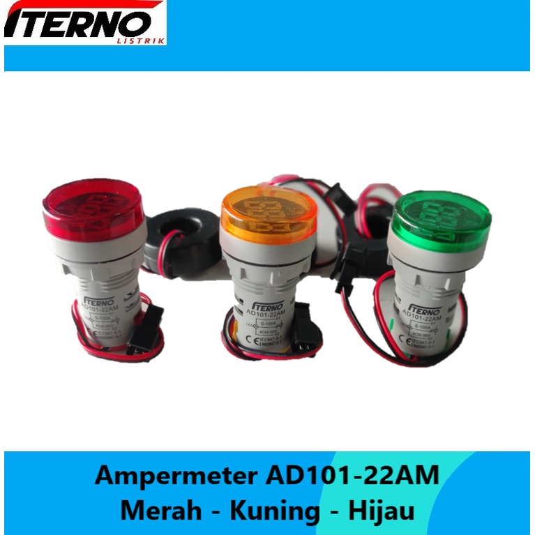 Jual Pilot Lamp LED Ampermeter 22mm 0-100A AD101-22AM Iterno | Shopee ...